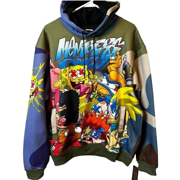 Members Only Nickelodeon  Pullover Hoodie New Mens L SpongeBob Arnold Rugrats - Picture 1 of 14